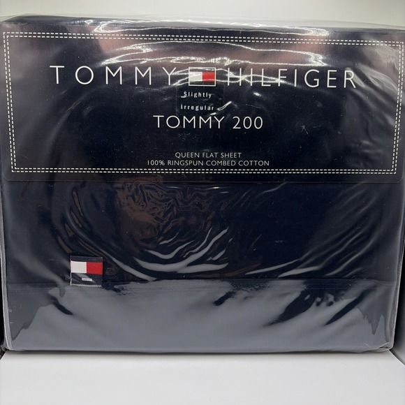 Tommy Hilfiger Other - Vtg Tommy Hilfiger TOMMY 200 Queen Flat Sheet Navy Blue 100%Ring Spun Cotton NIP